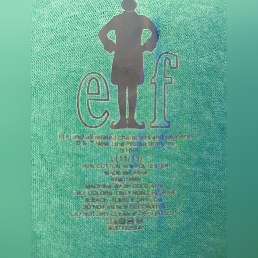 Elf Movie Graphic Tee Womens Large Green OMG Santa Raglan 3/4 Sleeve Shirt - Picture 3 of 4